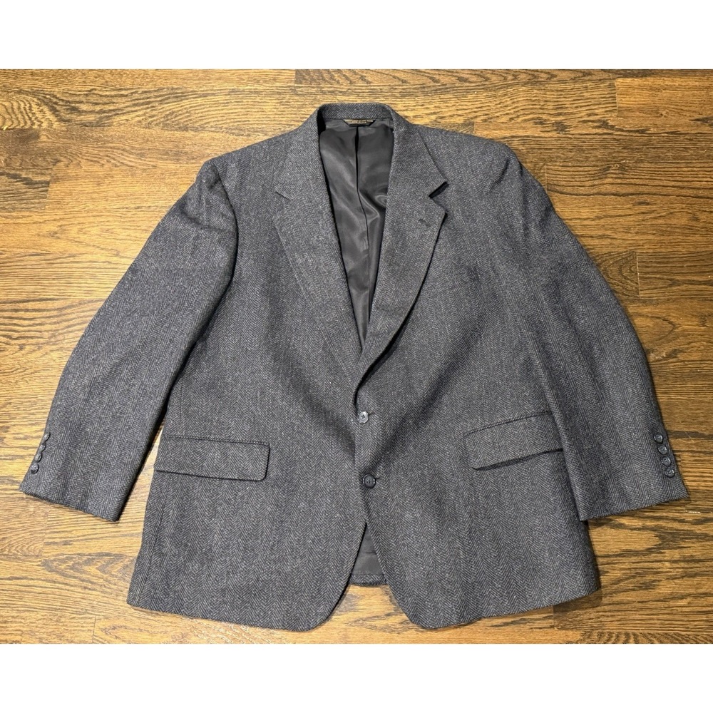 New Englander Wool Herringbone Sport Coat Jacket 44R Made In USA Blazer
